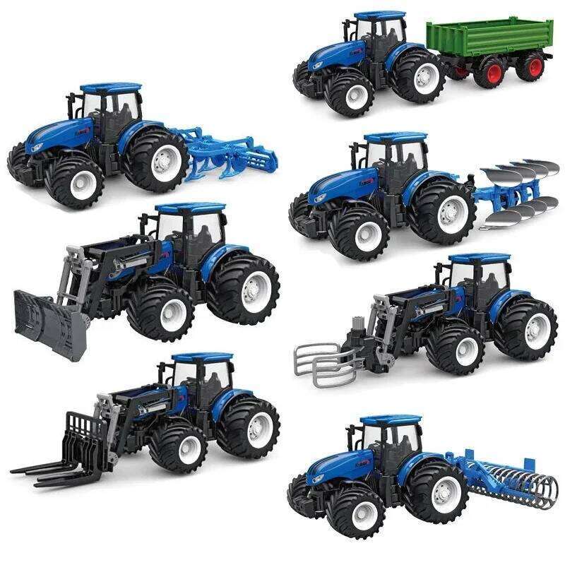 High horsepower electric 6CH remote control tractor 2.4G RC farmer tool engineering car children's toy Y260131