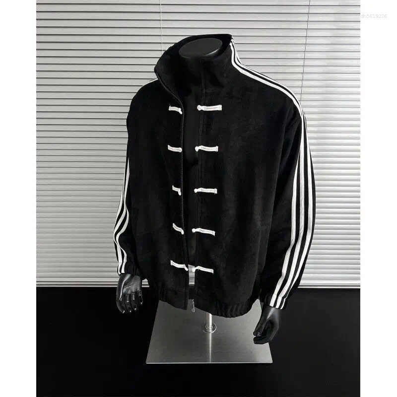 Men's Jackets Spliced Stand Collar Jacket Spring Chinese Style Buttoned Fashion Retro Tang Single Breasted Tops Coat