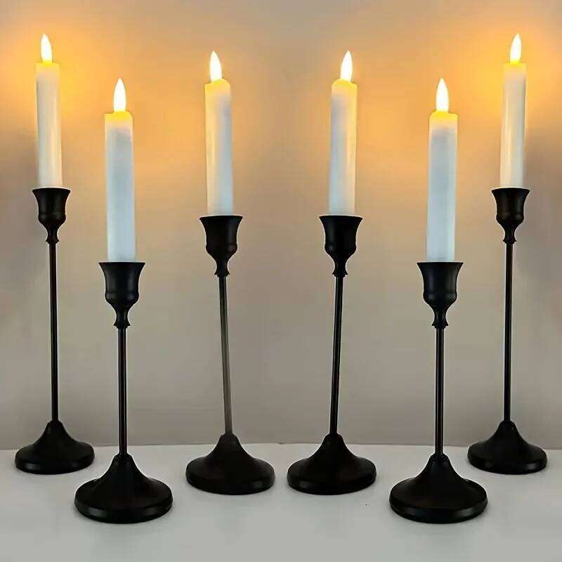 6 Piece Metal Holder Set - Romantic Tabletop Candle Holders for Wedding Centerpieces, Birthdays and Holiday Decorations Y260131