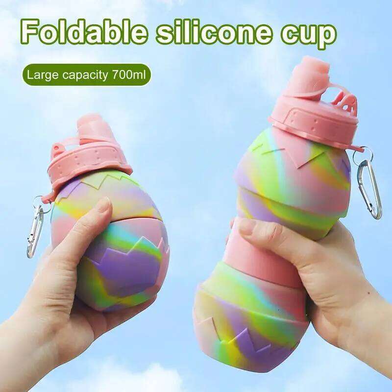 700ML Silicone Foldable Beverage Portable Hiking Cup Reusable Plastic Cups Outdoor Travel Gym Water Bottle Z260202