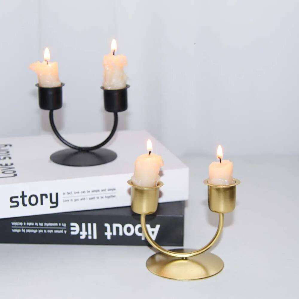 Metal Candle 2 Arm U Shaped Elegant Candlestick Holder for Party Festival Tabletop Banquet Home Decoration Y260131