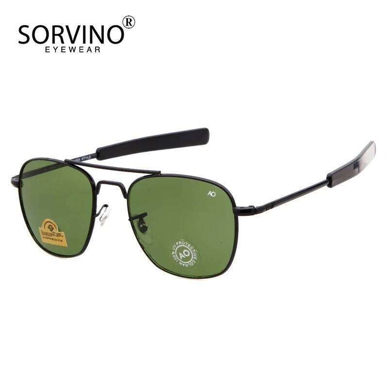 Retro Green AO Pilot Sunglasses Luxury Brand Designer Male Sun Glasses American Army Military Optical Glass Lens Shades Eyewear H260202