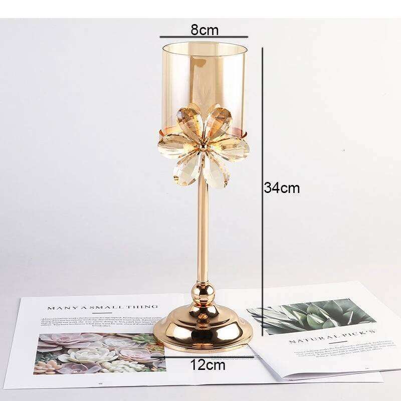 Retro Glass Candle Holders Metal Stand Romantic Candlestick Home Desktop Candelabros Storage Containers Decoration Y260131