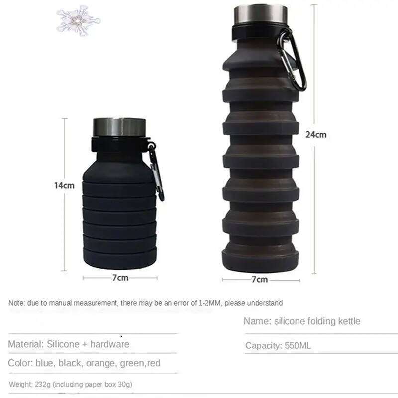 550ML Foldable Collapsible Telescopic Folding Cup Sports Travel Mug Silicone Water Bottle Green Z260202