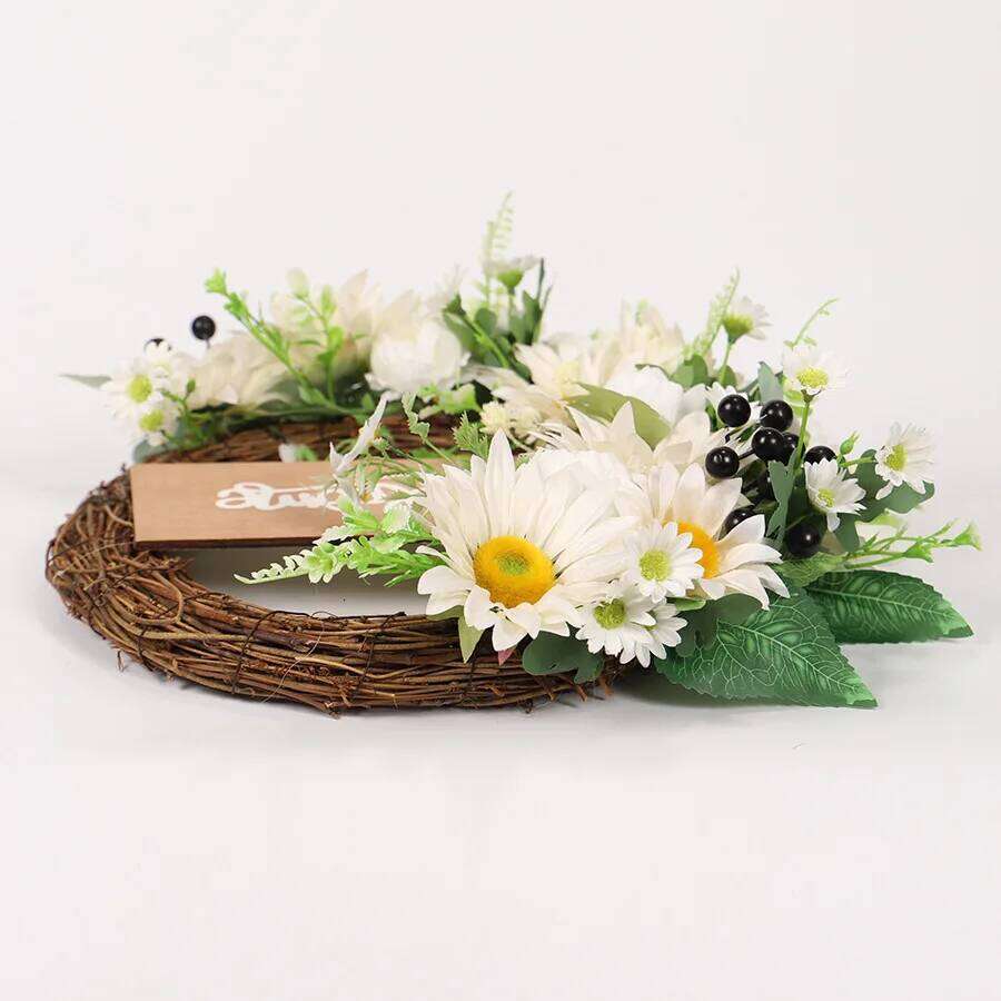 YeeNanee Spring Artificial Sunflower Wreath for Front Door Green Eucalyptus Wreaths with Welcome Sign Wall Window Outdoor Decor 26H0202