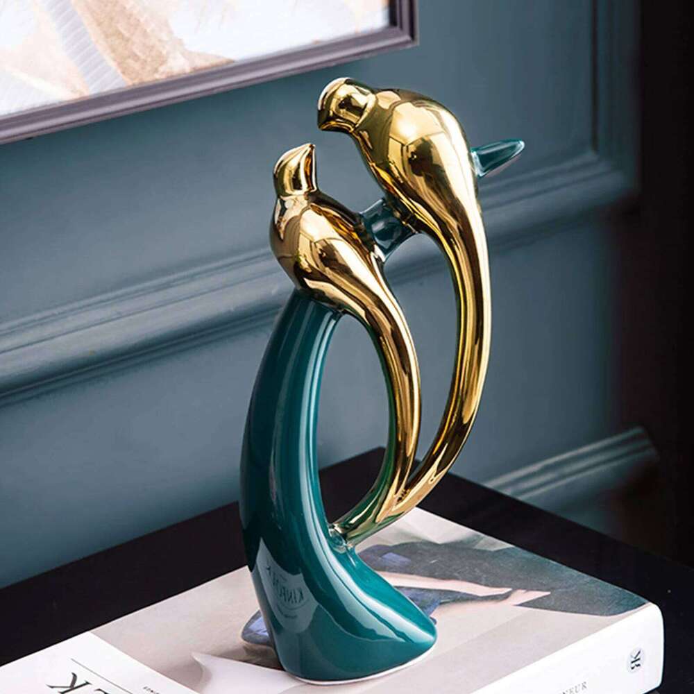 Nordic Ceramic Couple Birds Statues Modern Art Sculpture Valentine's Day Ornament for Living Room Entrance Tea Table Decoration Y260202