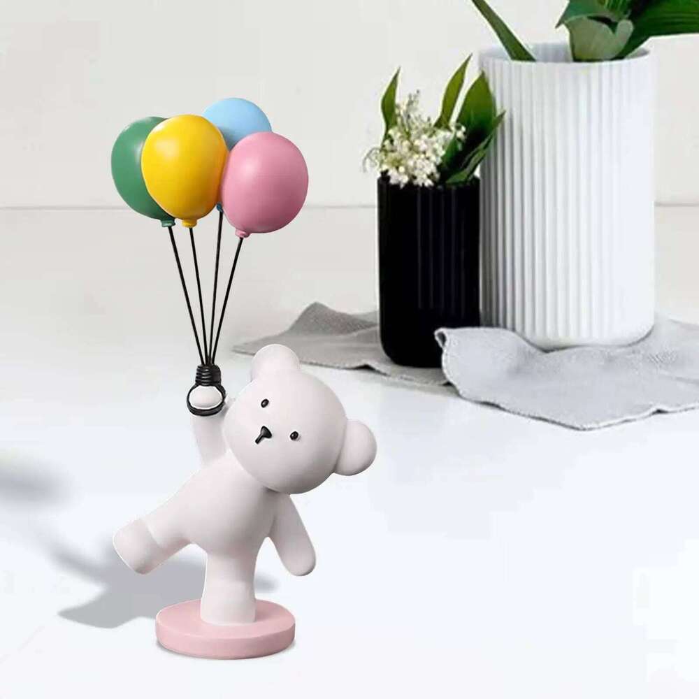 Figurine Flying Statue for Bookshelf TV Stand Arrangement Balloon Bear Y260202