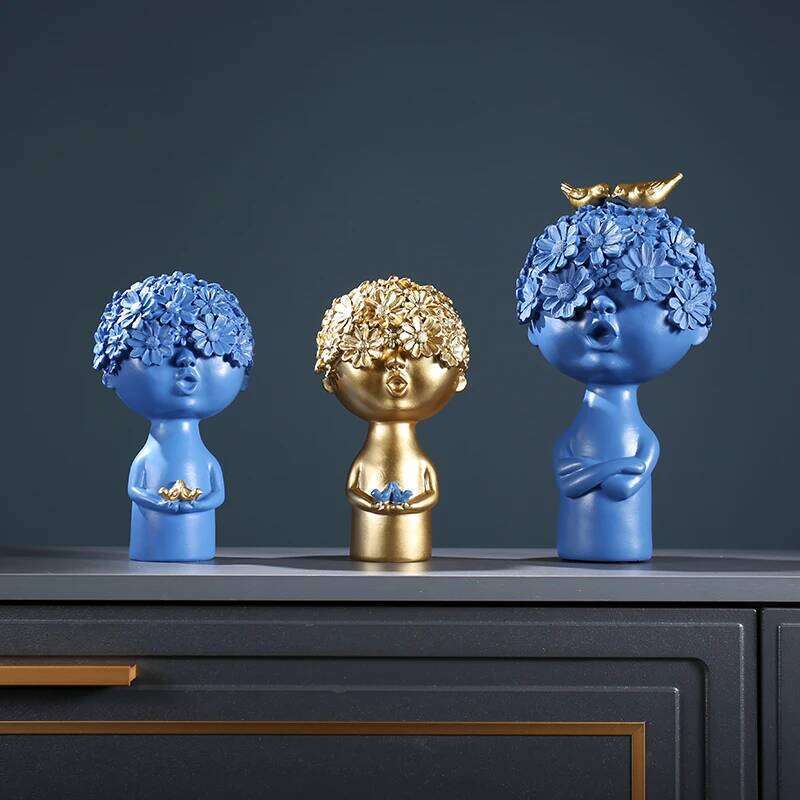 Nordic Flower Head Character Resin Adornments Home Livingroom Desktop Figurines Crafts Office Coffee Table Ornaments Decoration Y260202