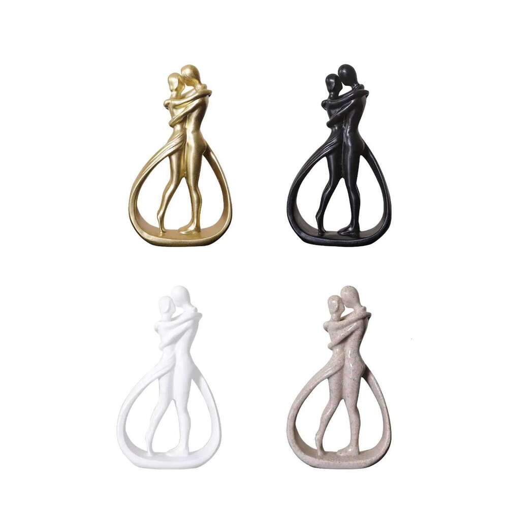 Resin Crafts Table Centerpiece Hugging Couple Abstract Figurine for Bookshelf Desk Home Office Fireplace Y260202