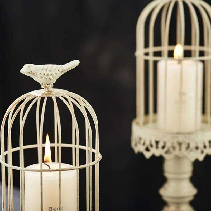 Retro Birdcage Candle Holder Iron Art Candlestick Home Decoration Props Y260131