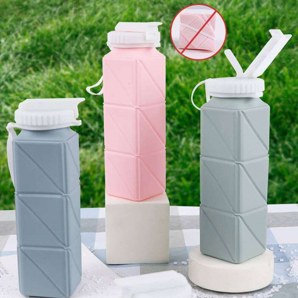 2Pcs 620ml Lightweight Sports Bottle Leak-Proof Silicone Folding Water Reusable Retractable Drinking Cup for Outdoor Travel Z260202
