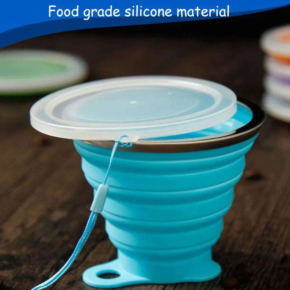 270ml Portable Silicone Folding Water With Lanyard / Lid Retractable Travel Mini Coffee Cups Outdoor Gargle Cup Z260202