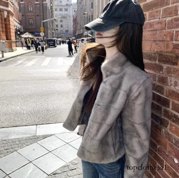 New Luxurious Mink for Women, Faux Rabbit Short Thickened Fur Coat in Winter Beige and Apricot Colors - view 9