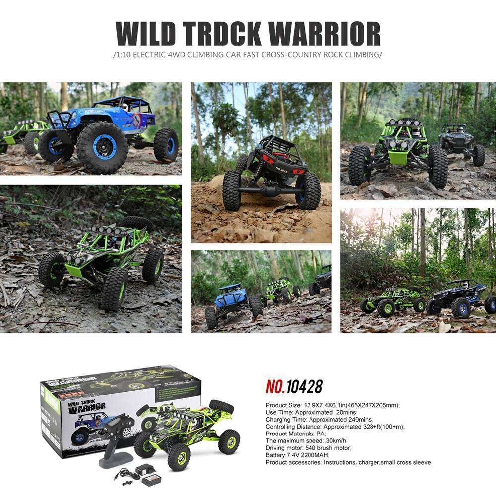 Children's Toy Hot WLtoys 10428 RC Car 45CM 2.4G 1:10 Scale Double Speed Remote Radio Control Electric Wild Track Warrior Y260131