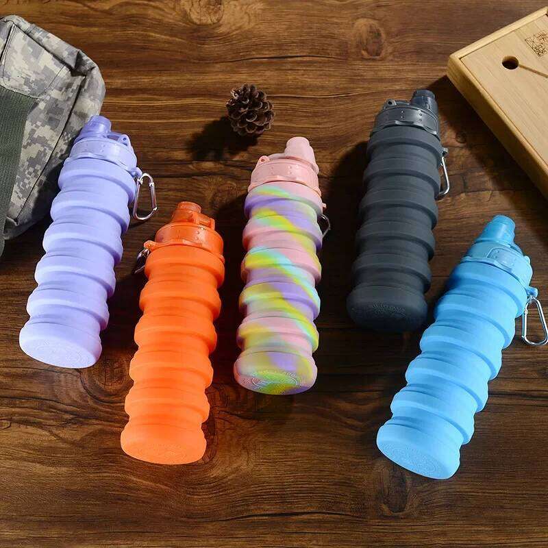 Outdoors Folding with Hanging Hole Creative Water Cup Portable Washing Fashion Travel Sport Silicone Cups Z260202