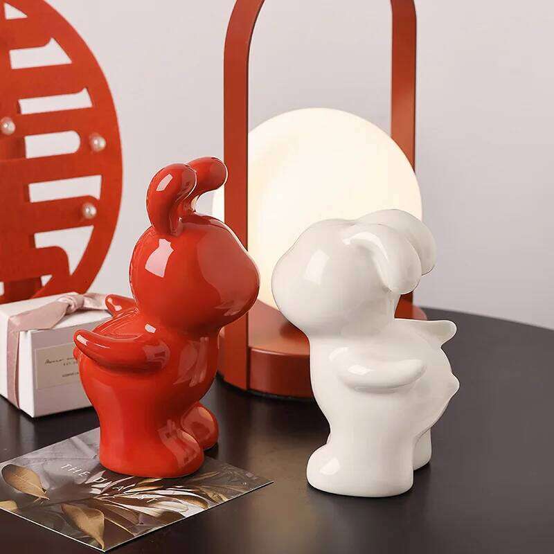 2 Pcs Creative Couple Rabbit Ornaments Cute Ceramic Artcles Home Decor Gifts Decoration Crafts Wedding Gift Giving Y260202