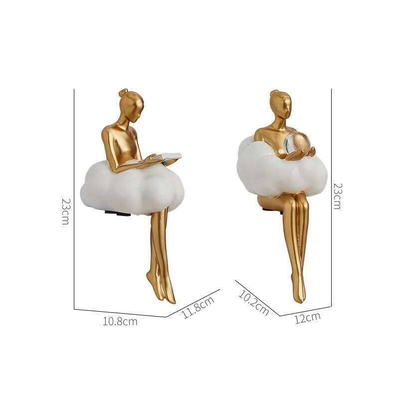 Light Luxury Cloud Girl Golden Ornament Resin Originality Desktop Humanoid Decoration Ballet Sculpture A Living Room For Home Y260202