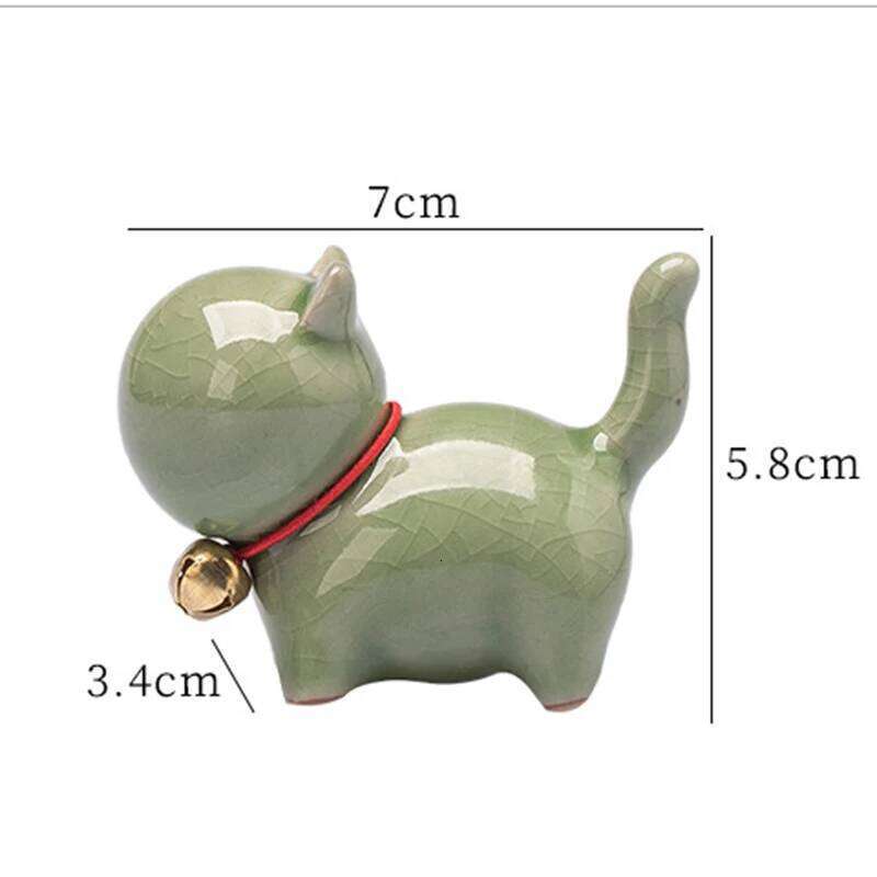 Creative Ceramics Cute Kitten Ornament Animal Micro Landscape Pet Indoor Desktop Ornaments Set Accessories Tea Play Y260202