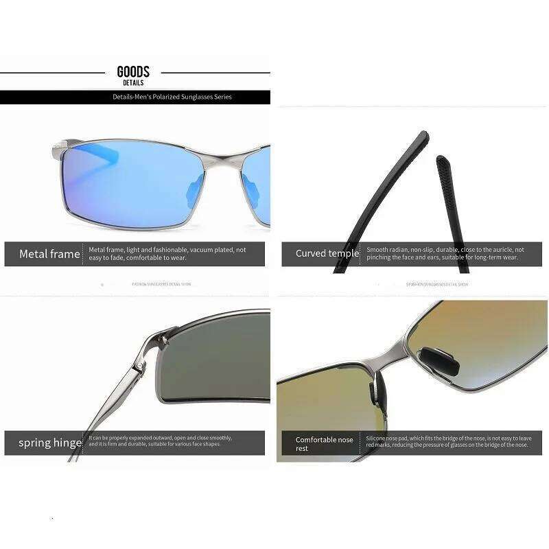 Rectangle Metail Frame Polarized Sunglasses Men Brand Designer Color Changing Sun Glasses Driving Oculos de sol UV400 H260202