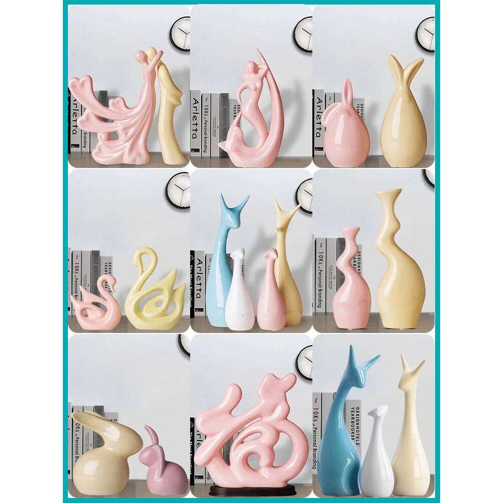 Modern Elephant Rabbit Mascot Ceramic Ornaments Bookcase Cabinet Sculpture Crafts Home Livingroom Table Accessories Decoration Y260202