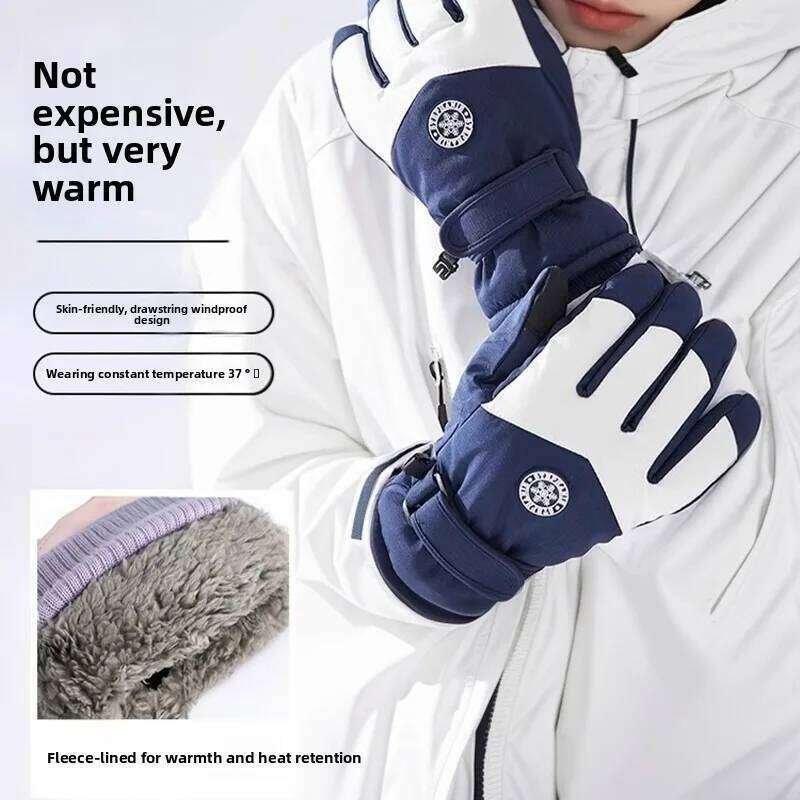 Winter Warm Plush Thick Skiing Gloves, Outdoor Cycling Windproof and Antifreeze Gloves for Couples XJ260202