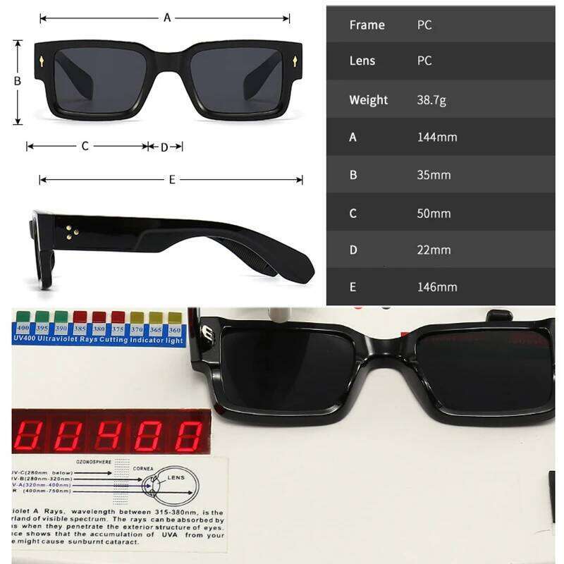 SO&EI Ins Popular Fashion Square Rivets Men Sunglasses Vintage Punk Gradient Women Trending Dark Green Sun Glasses Shades UV400 H260202