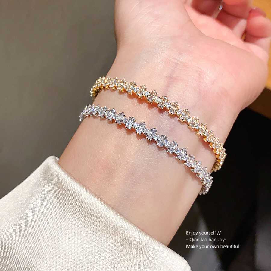 Zircon Square Simple Fashion Open Bracelet European Luxury Bracelet Cross Border Brooch Multi Functional Bracelet Designer Bracelet Light Luxury Women