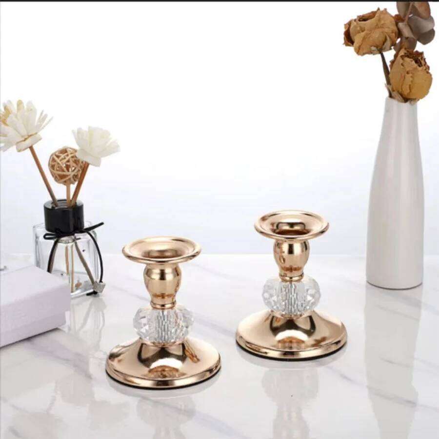 Gold Holders Vintage Brass Taper Holders, Metal Crystal Candle Stands Elegant Candlestick Y260131