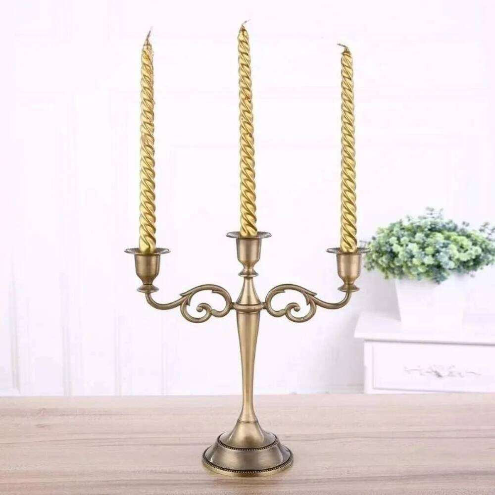 Retro Bronze Candlesticks Metal 5-arms/3 Arms Holders Wedding Table Home Decoration Desktop Ornament Vintage Candle Stand Y260131