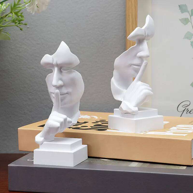 Creative Silence Abstract Art Statues Nordic Style Silent Face Mask Figure Figurine Home Office Interior Desktop Decorative Y260202