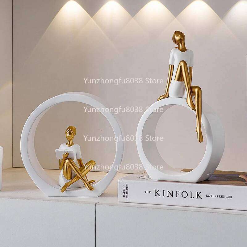 Home Decoration Reading Luxury Living Room Dining Table Ornament Resin Crafts Abstract Statue Office Desktop Accessories Y260202