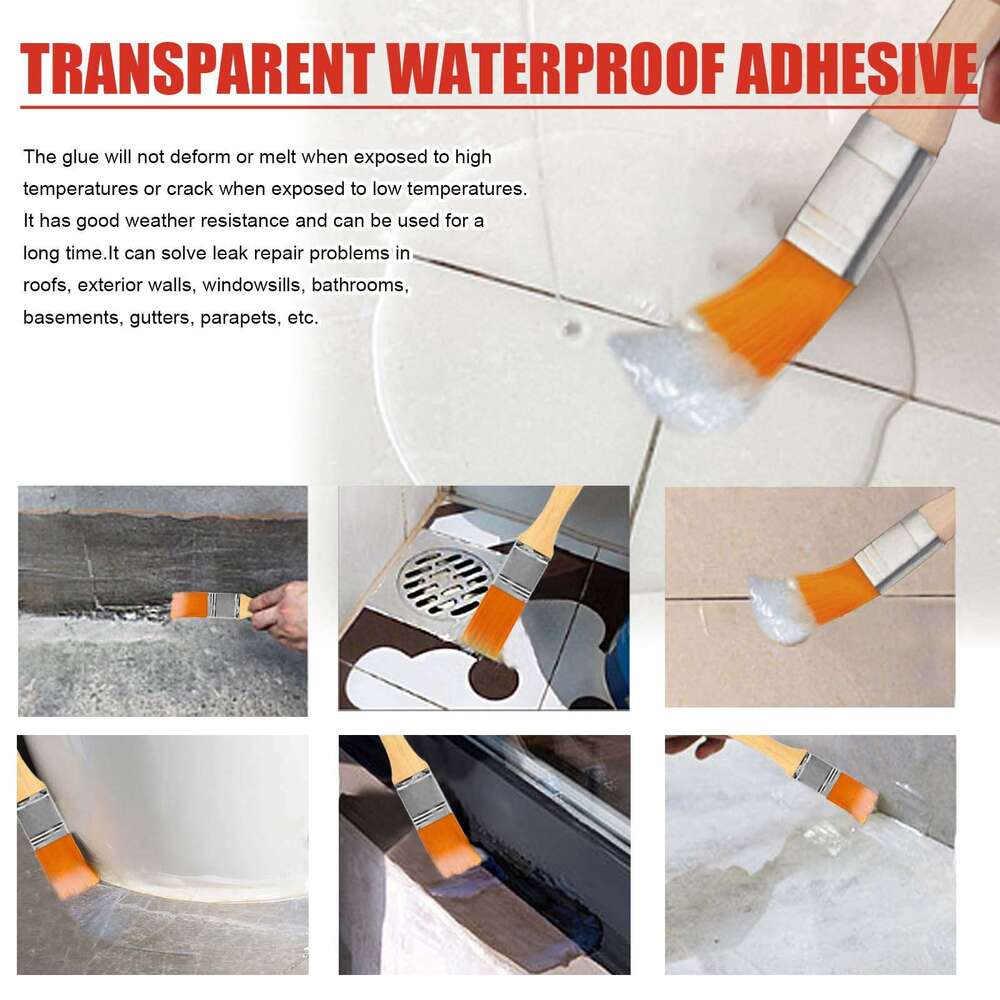 Transparent Waterproof Glue 100g Set for Roof, Bathroom, Kitchen Wall Waterproofing, No Tile Breaking, Leak Repair Coating S260202