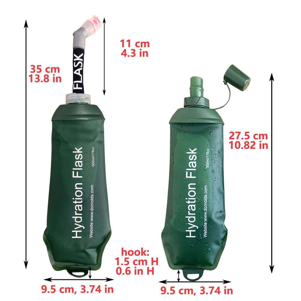 AXEN Folding Water Bottle, Collapsible Soft Flask, TPU Tube with Bite Valve, Suitable for Running Camping Travelling, 500ml Z260202