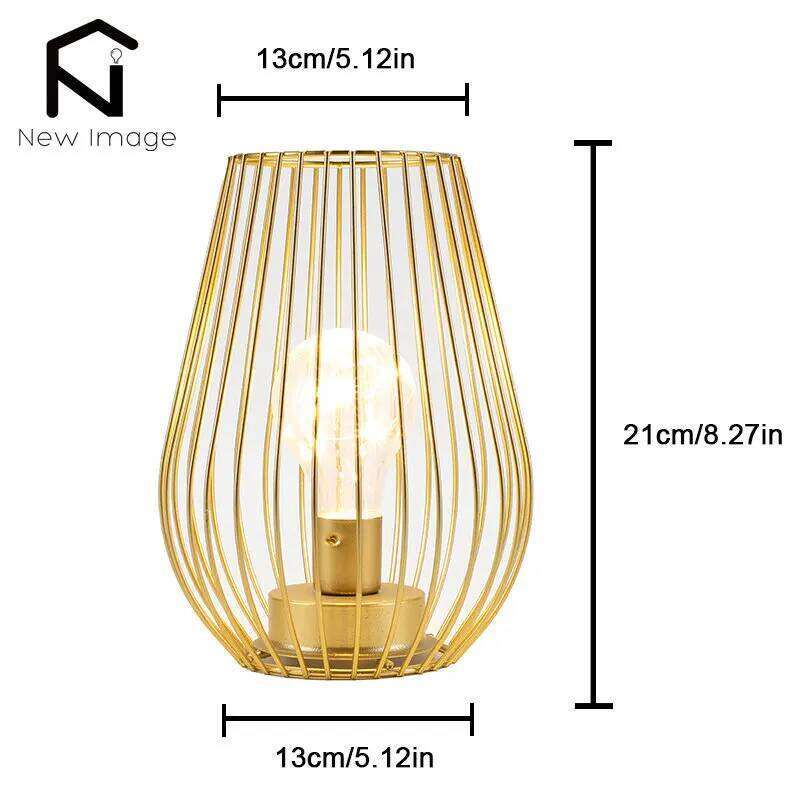 Golden Candle Holder Cage Table Cordless Battery Operated Lamp for Garden Wedding Parties Indoor Outdoor Home Decor Y260131