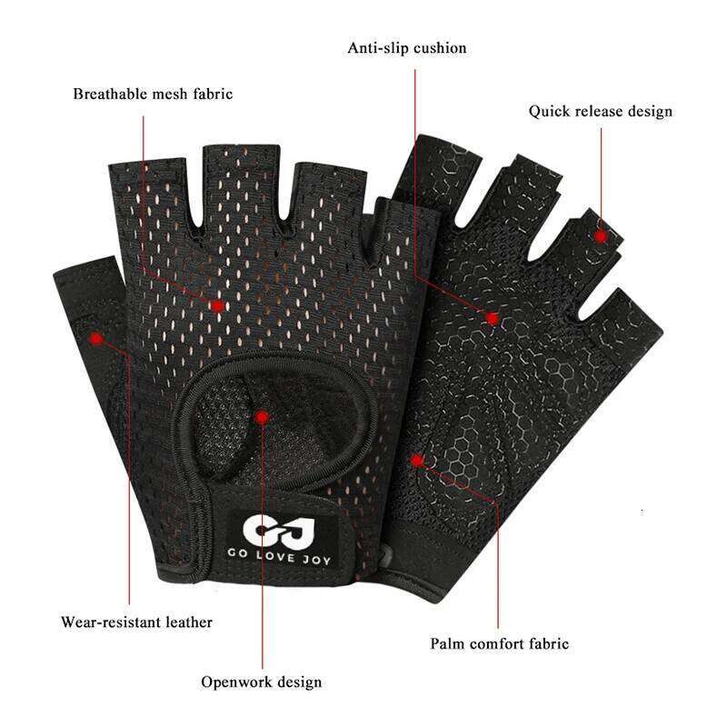 Half-Finger Sports Fitness Training Outdoor Cycling Wear-Resistant Non-Slip Silicone Palm Comfortable Breathable Gloves XJ260202
