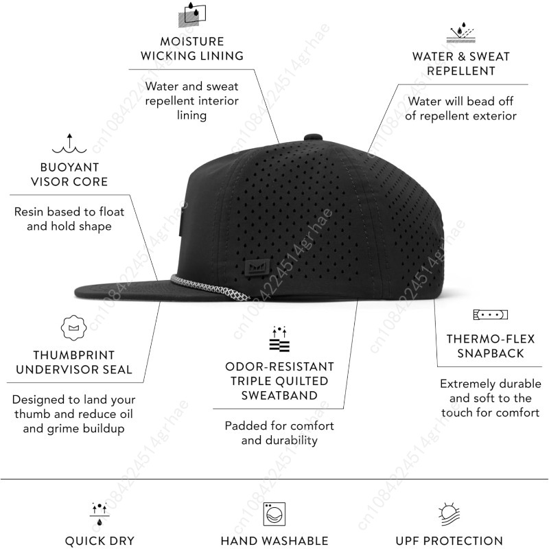 Melin Coronado Brick Hydro Rope Hat Water-Resistant Baseball Caps for Men Women Golf Running or Workout Hat
