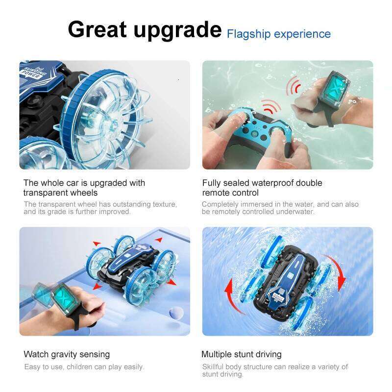 Amphibious RC waterproof stunt car double side flip drift drive 360 rotation rc cars Kids toy For Outdoor Swimming Pool Y260131