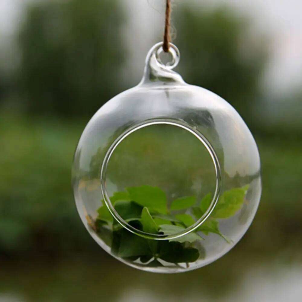 Glass Art Hollow Ball Container Heat-resistant Artistic Atmosphere Wedding Candle Holder Hanging Transparent Y260131