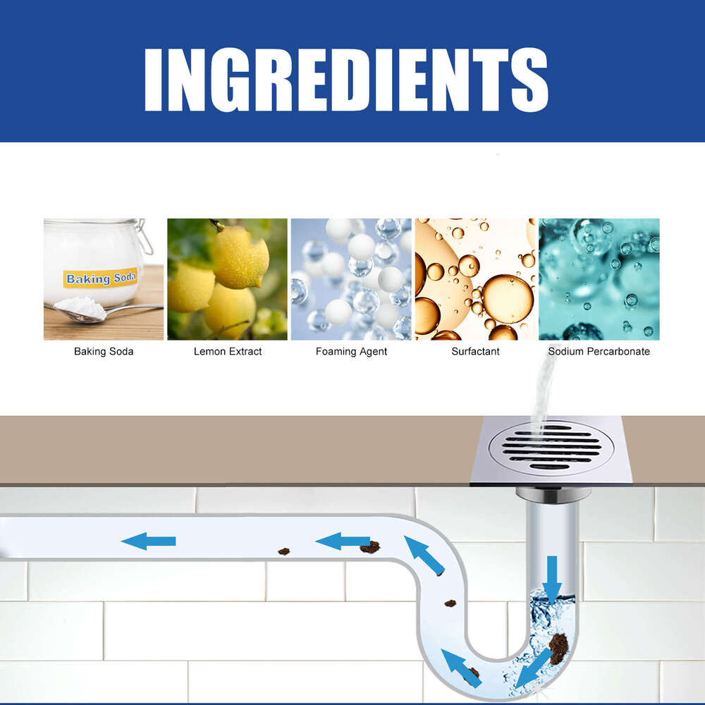 JUE-FISH Pipe Cleaner Kitchen Bathroom Drain Odor Cleaning Dissolving Unblocker Anti-Clogging S260202