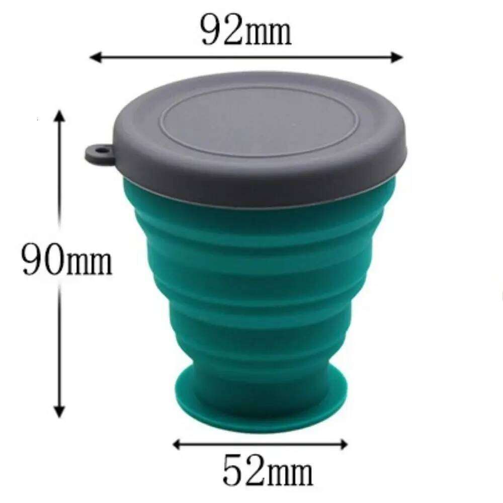 Telescopic Collapsible Water Cups Food Grade Silicone with Lid Foldable Cup Portable Heat Resistant Travel Mug Drinking Z260202