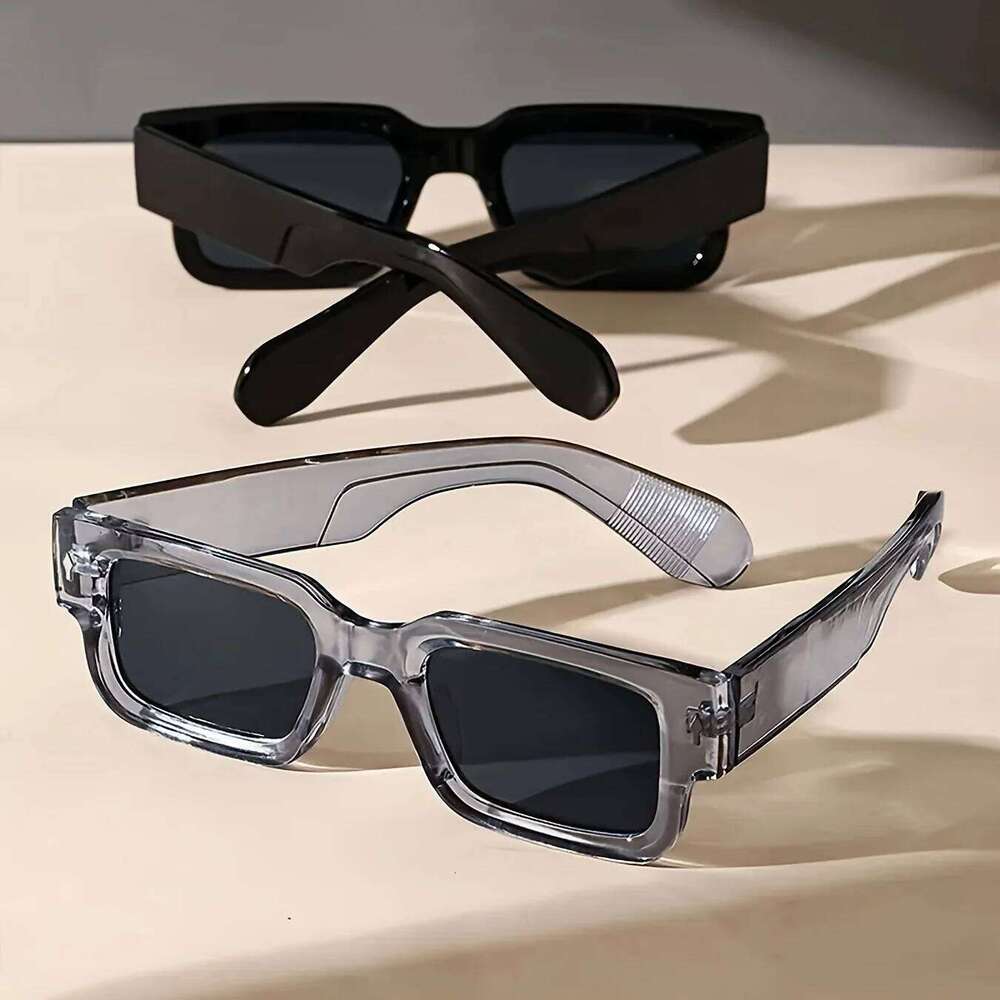 2pcs Fashion Thick Square Sunglasses Men Women Popular Brand Rice Sun Small Frame Glasses UV400 H260202