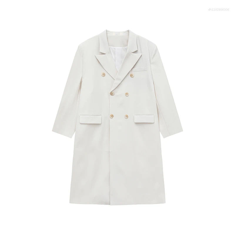 Men's Trench Coats FEWQ British Style Trenchcoats Lapel Solid Color Overknee Double Breasted Loose Male Overcoats Autumn 2026 24K6048