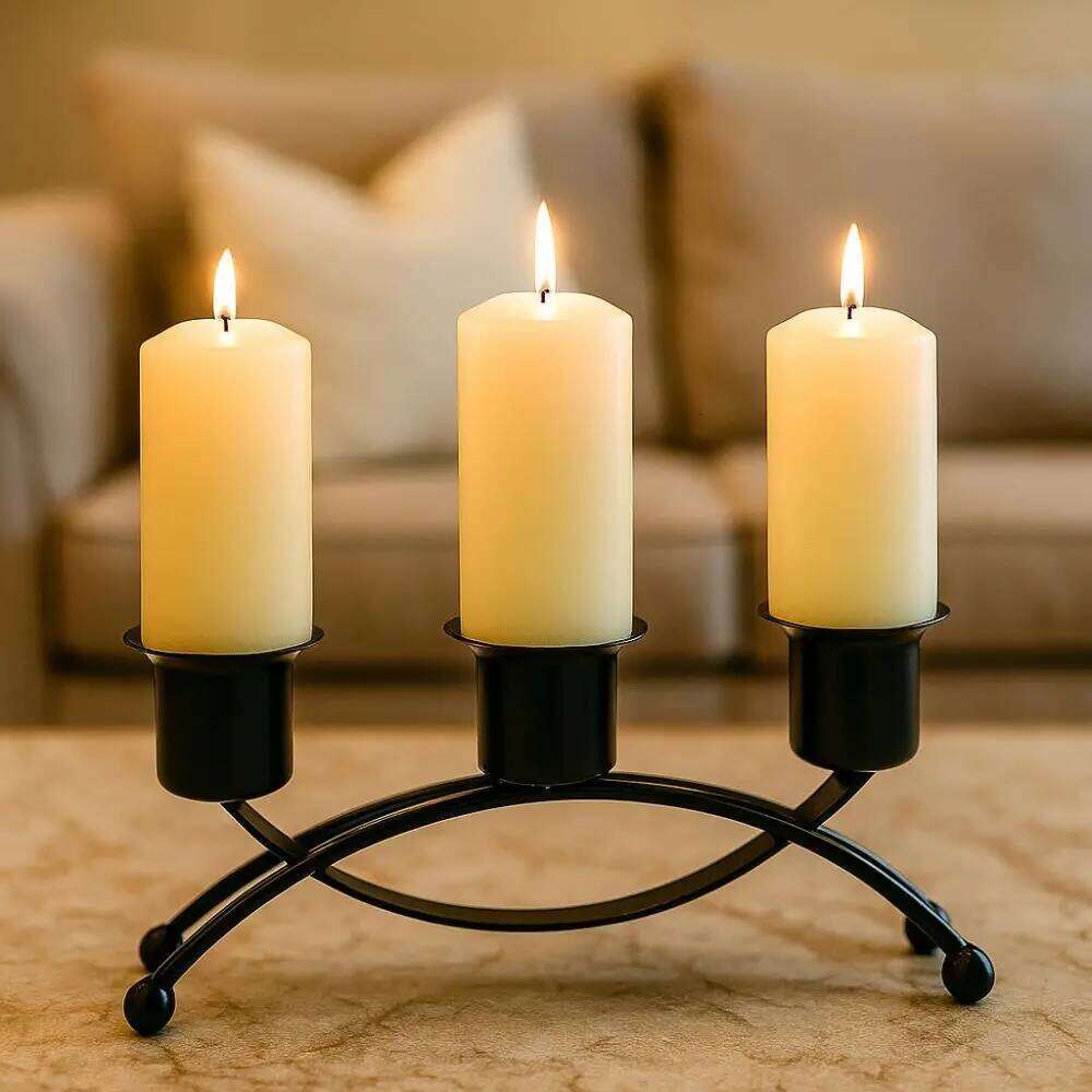 Minimalist European Style 3 Arms Holder Metal Three Head Iron Candleholder Decorative Candle Containers Christmas Decor Y260131