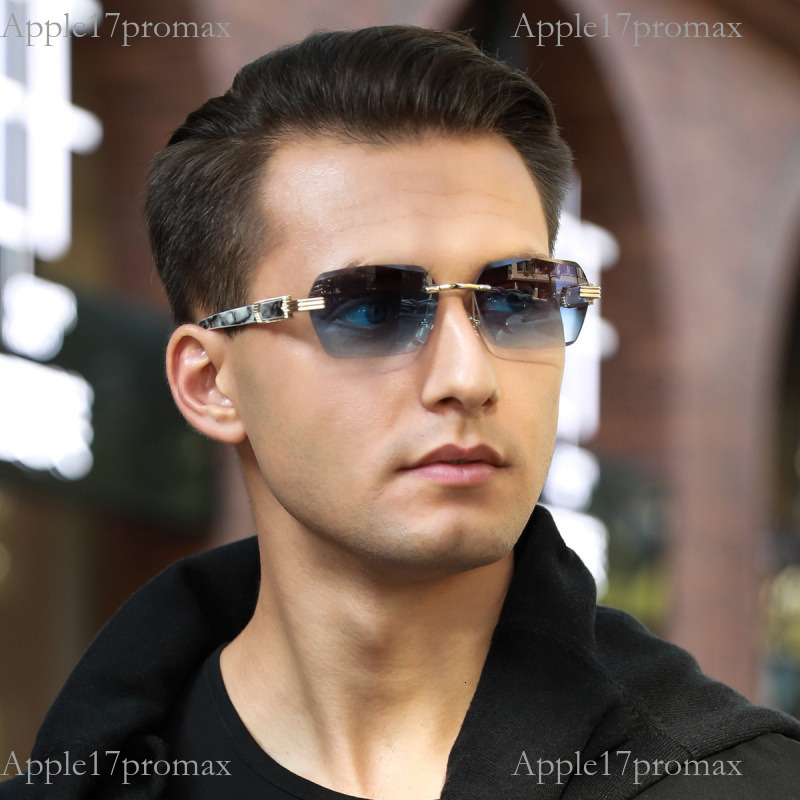 Luxury Brand Designer Cross-border New Sunglasses Cool Summer Frameless Diamond Cut Edge INS Style Sunglasses Fashion Item