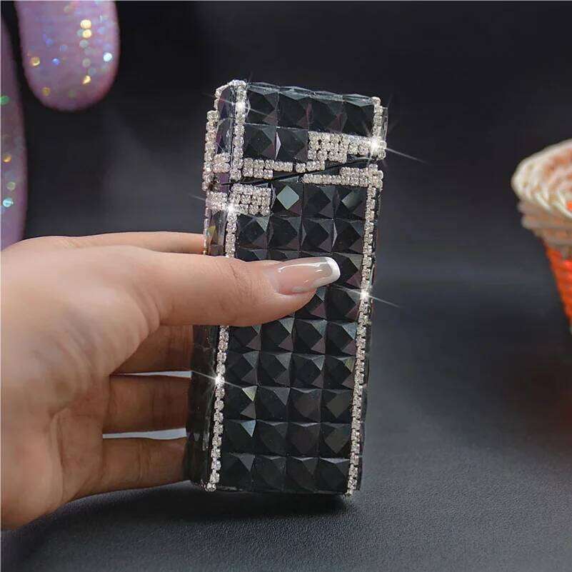 Rhinestone Fine Case Automatically Bounces 20 Slender Cases, Women's Full Drill Extended Creative Cigarette W260202