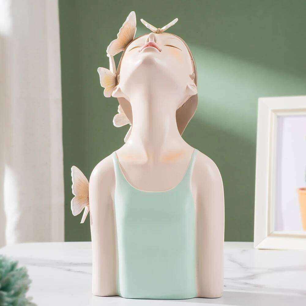 Vilead Butterfly Girl Sculptures Teens Pink Room Decoration Interior Fairy Garden Pop Art Modern Decor Bedroom Home Design Y260202