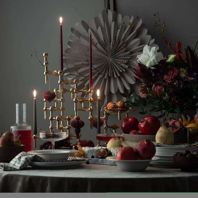 Danish Metal Candle Holder Molecular Structure Nordic Candlestick Tealight Gold Table Centerpiece Living Room Decoration Gift Y260131