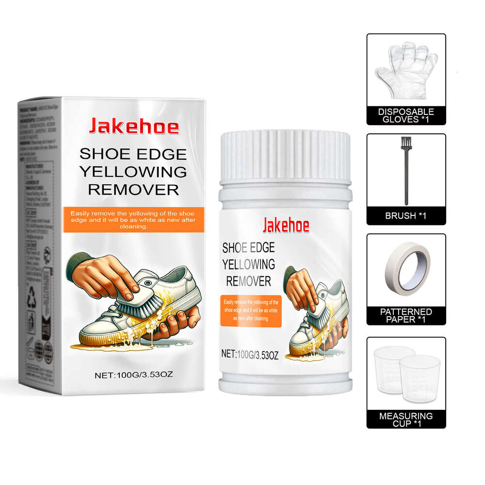 Jakehoe White Sneakers Sports Shoes Shoe Surface Dirt Yellow Edge Brightening Cleaner Milk S260202