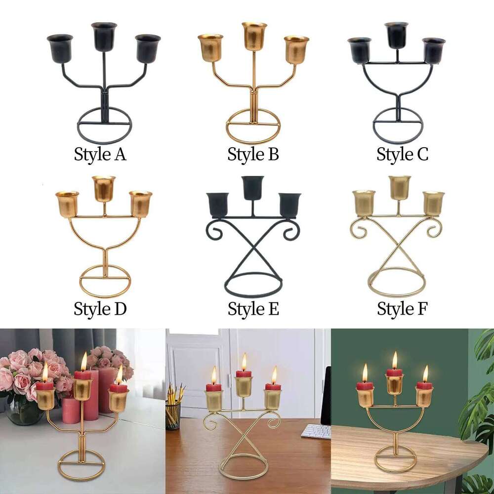 3 Arms Candle Holder Iron Modern Creative Candleholder Centerpiece for Party Living Room Holiday Dining Table Decoration Y260131