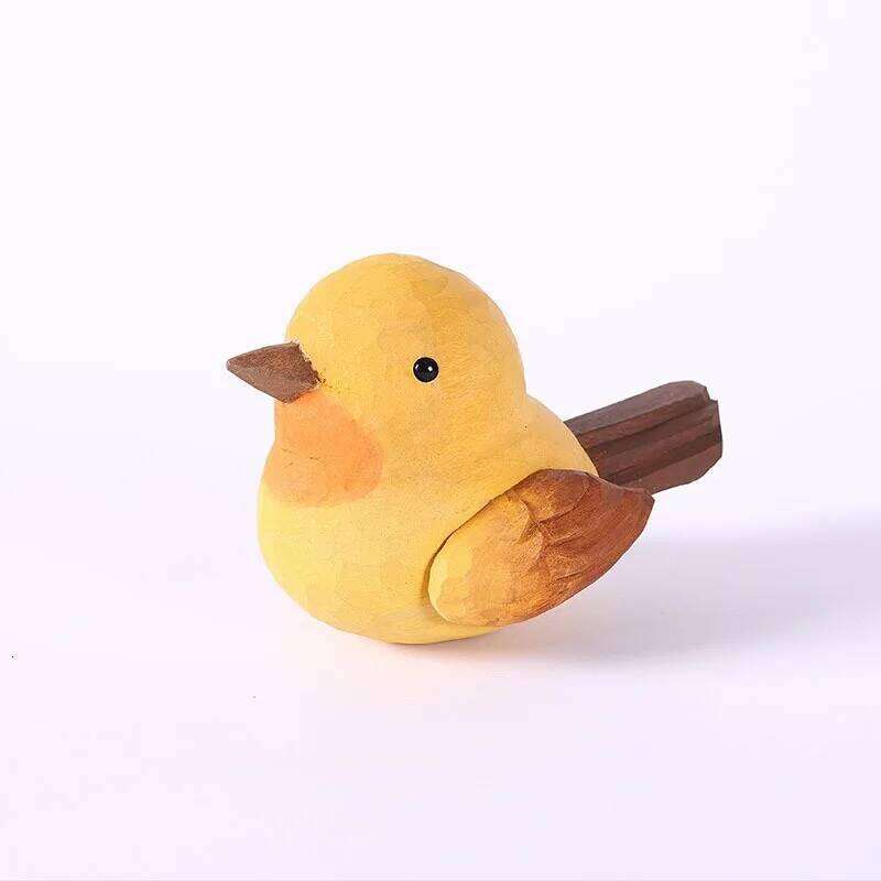 Hand Carved Realistic Bird Series Wooden Sculpture Adorable Home Desk Decor Handmade Wood Animal Miniatures Decoration Cute Gift Y260202